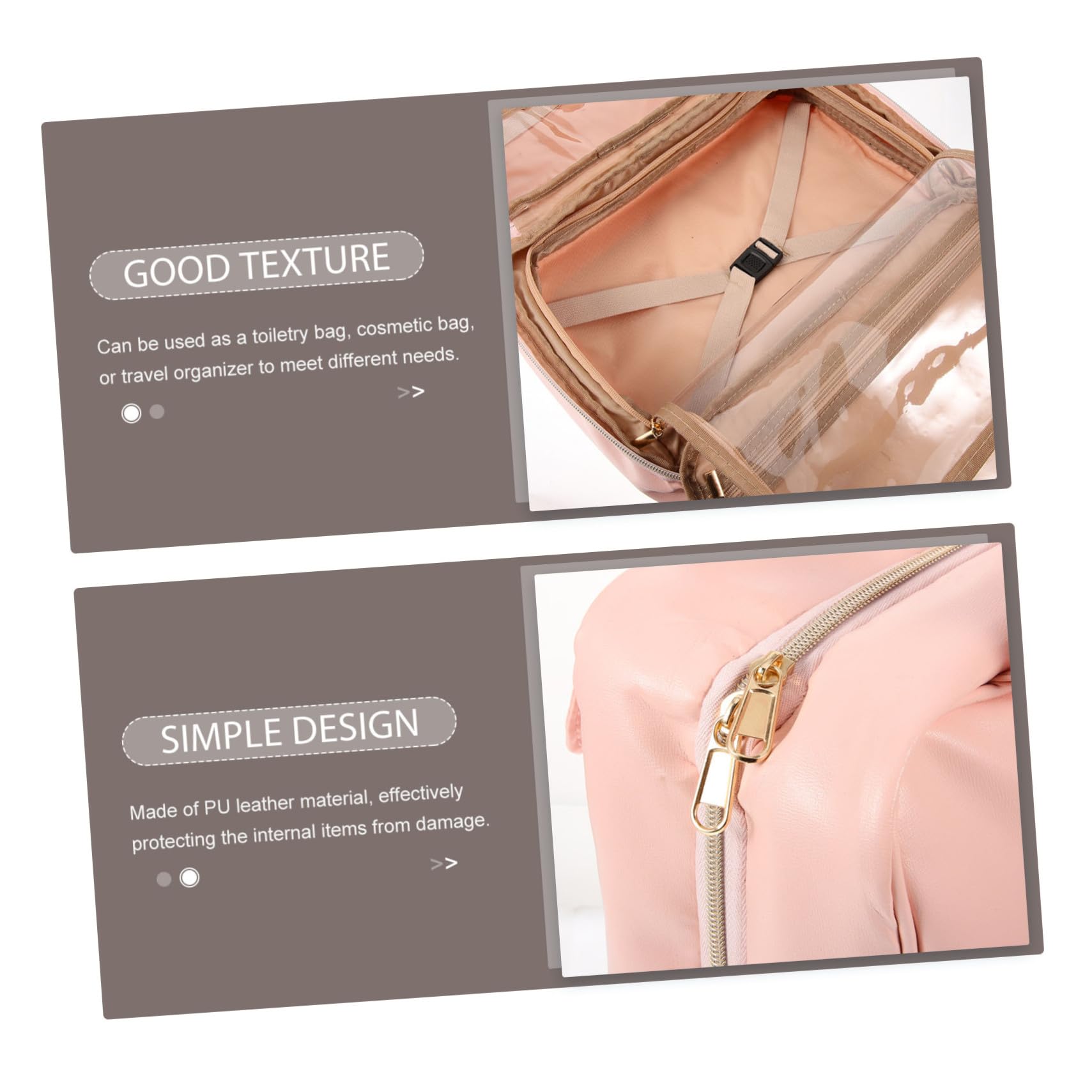 Trousse de Toilette Imperméable Cuir PU avec Crochet Suspendu Sac Maquillage et Rangement Voyage Femme Compartiments Multiples et Poignée Portable Organisateur Cosmétique