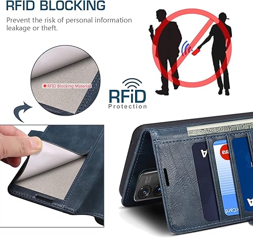 Miniatura 4 de HAII Funda con tapa para Moto G Stylus 5G 2023, funda de piel tipo cartera con bloqueo RFID, ranura para tarjeta de crédito y función atril, cierre