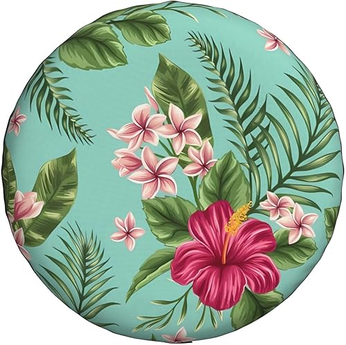 Miniatura 9 de Funda de repuesto para neumáticos de repuesto con hojas tropicales hawaianas, protección solar, ajuste universal para remolque, RV, SUV, camión,