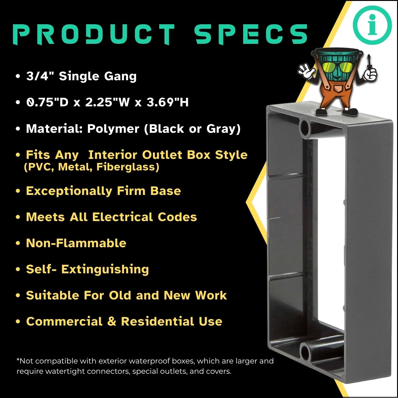 3/4" Single Gang Outlet Box Extenders, UL Listed, Electrical Box Extender for Outlets & Switches, Pack of 3 - Image 9