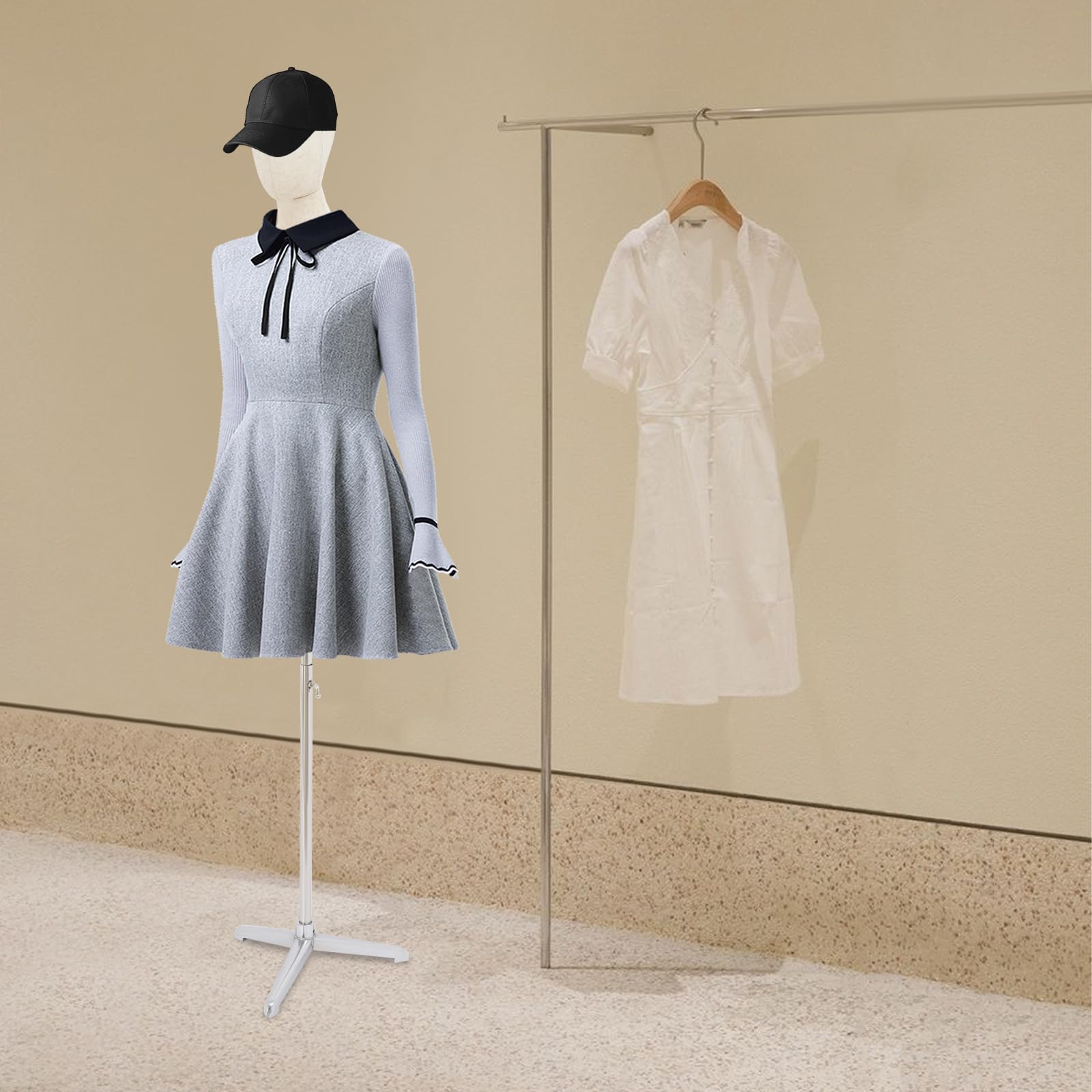 Maniquí premium femenino ajustable 65-120 cm maniquí de costura con cabeza giratoria, manos de madera, base estable, maniquí desmontable, maniquí torso para boutiques, tiendas, escaparates
