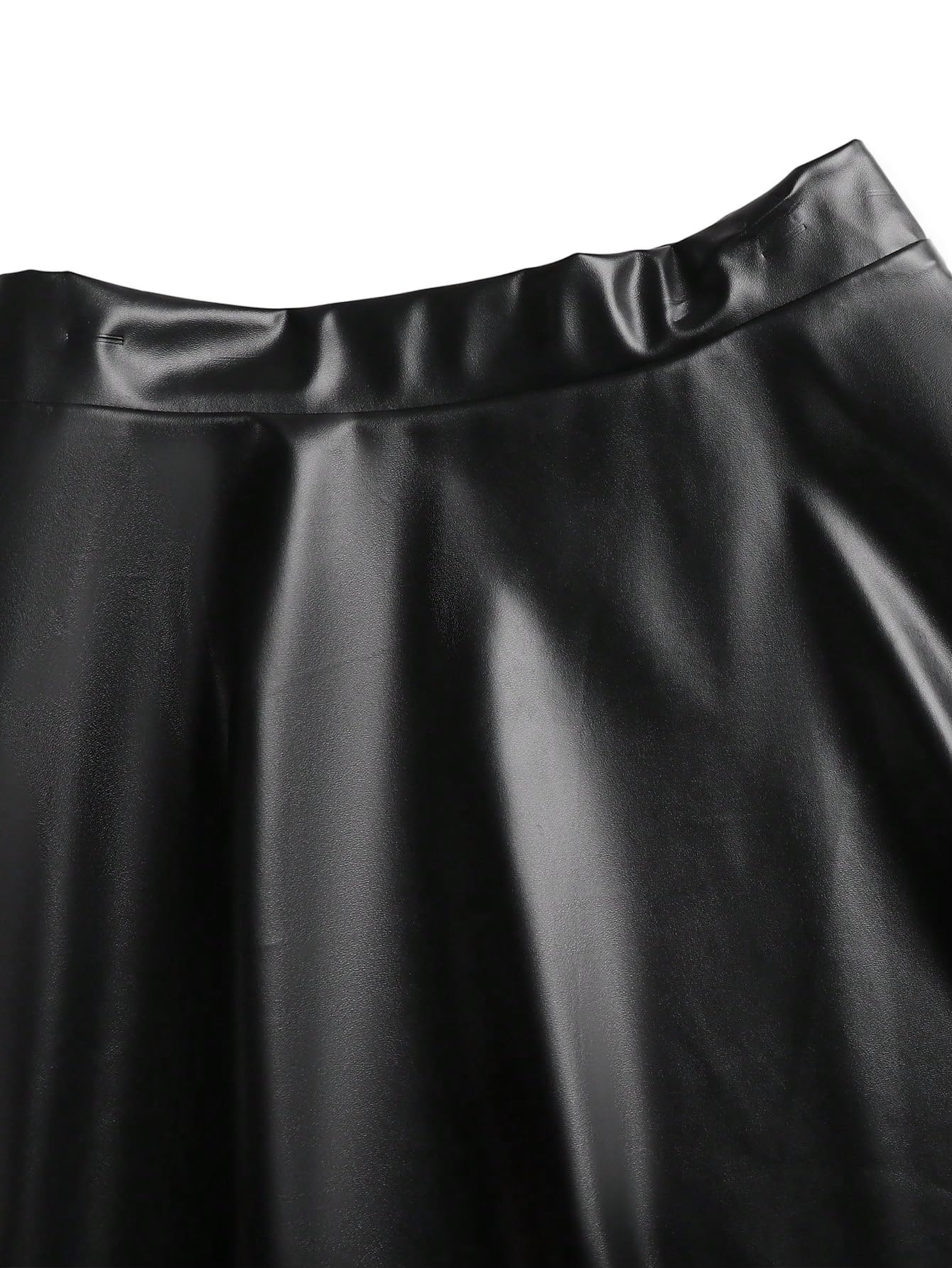 GORGLITTER Gonna da donna Curvy Minigonna a vita alta, con chiusura lampo, taglie grandi, linea A, gonna in pelle con pieghe