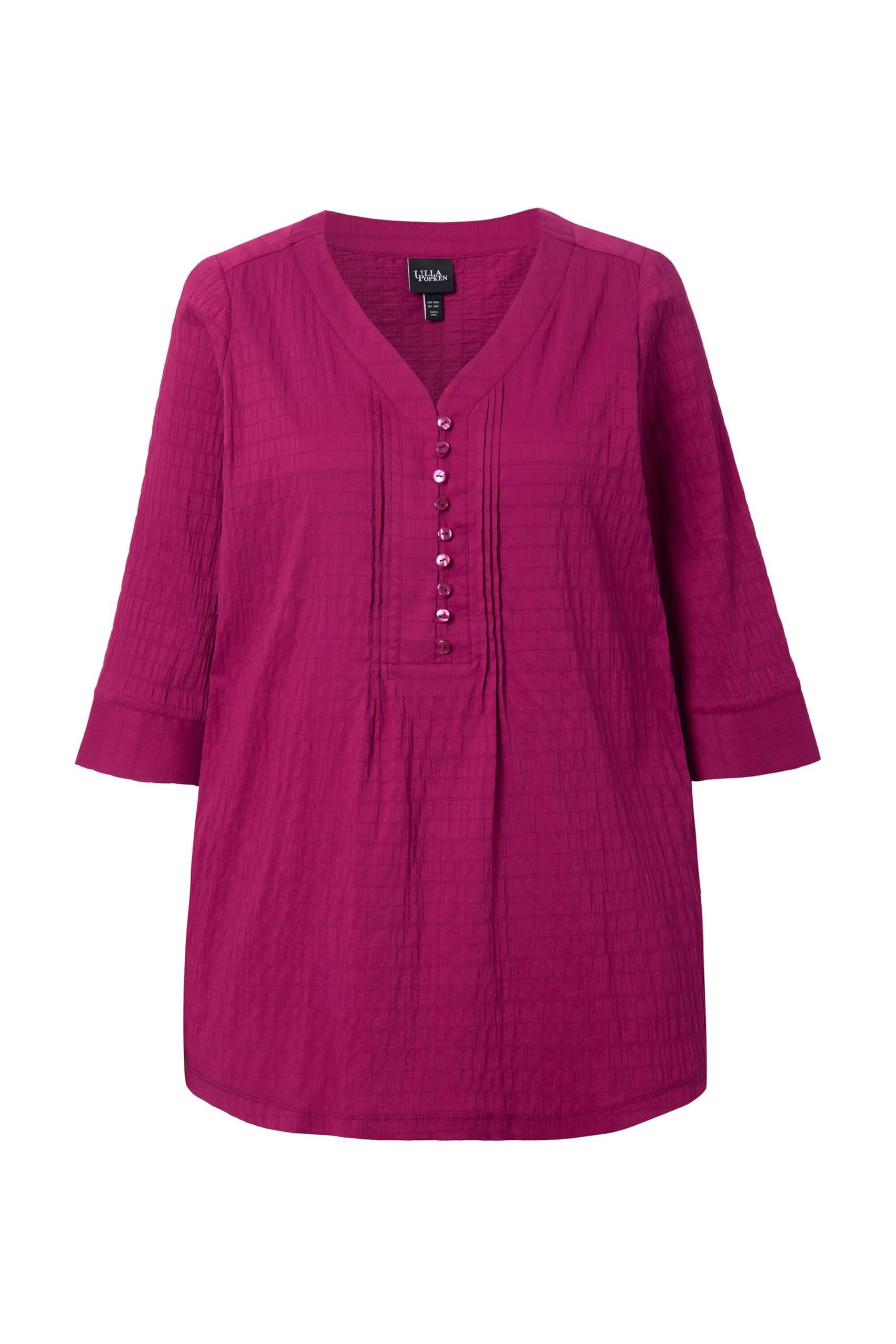 Ulla Popken Tunica con Increspatura a Bolle, Scollo a Cuore e Maniche a 3/4 797450