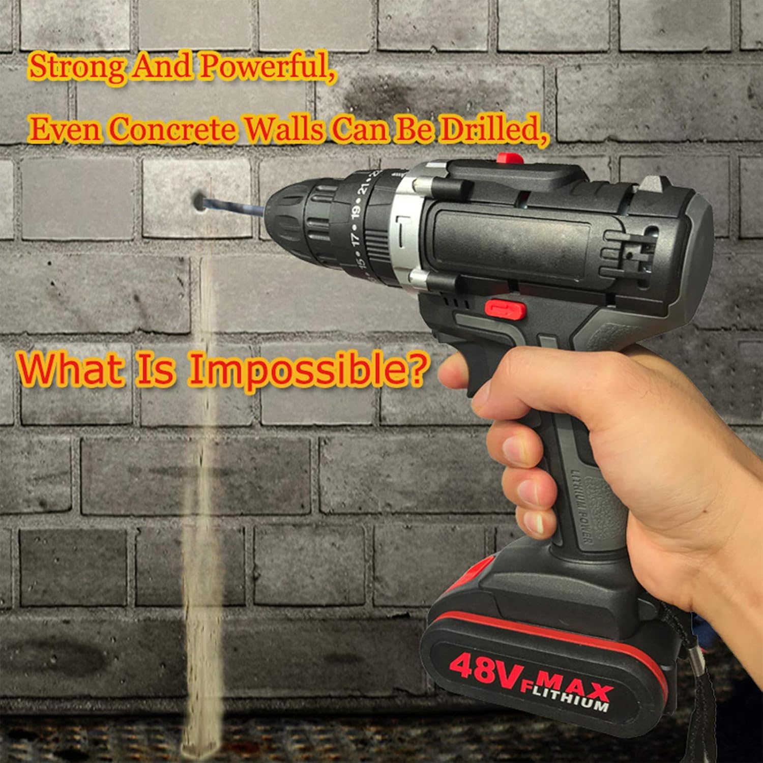 Cordless Drill, 48V Impact Drill Set, Electric Screw Driver Set with Dual-Speed, 25+1 Torque Settings, Fast Charge, 3/8 inch Keyless Chuck for Home Improvement & DIY Projec