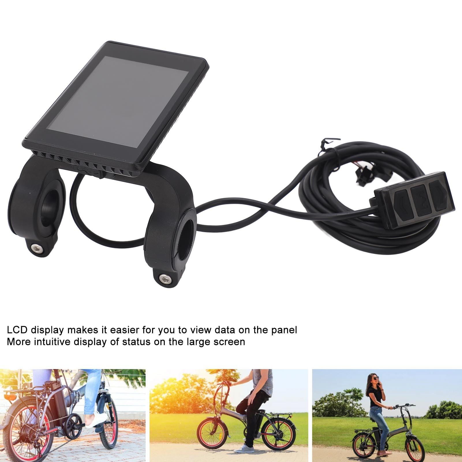 Display LCD elettrico per bici elettrica 24V 36V 48V 60V Display LCD elettrico con interfaccia faro Cavo ordinario 5P 2P
