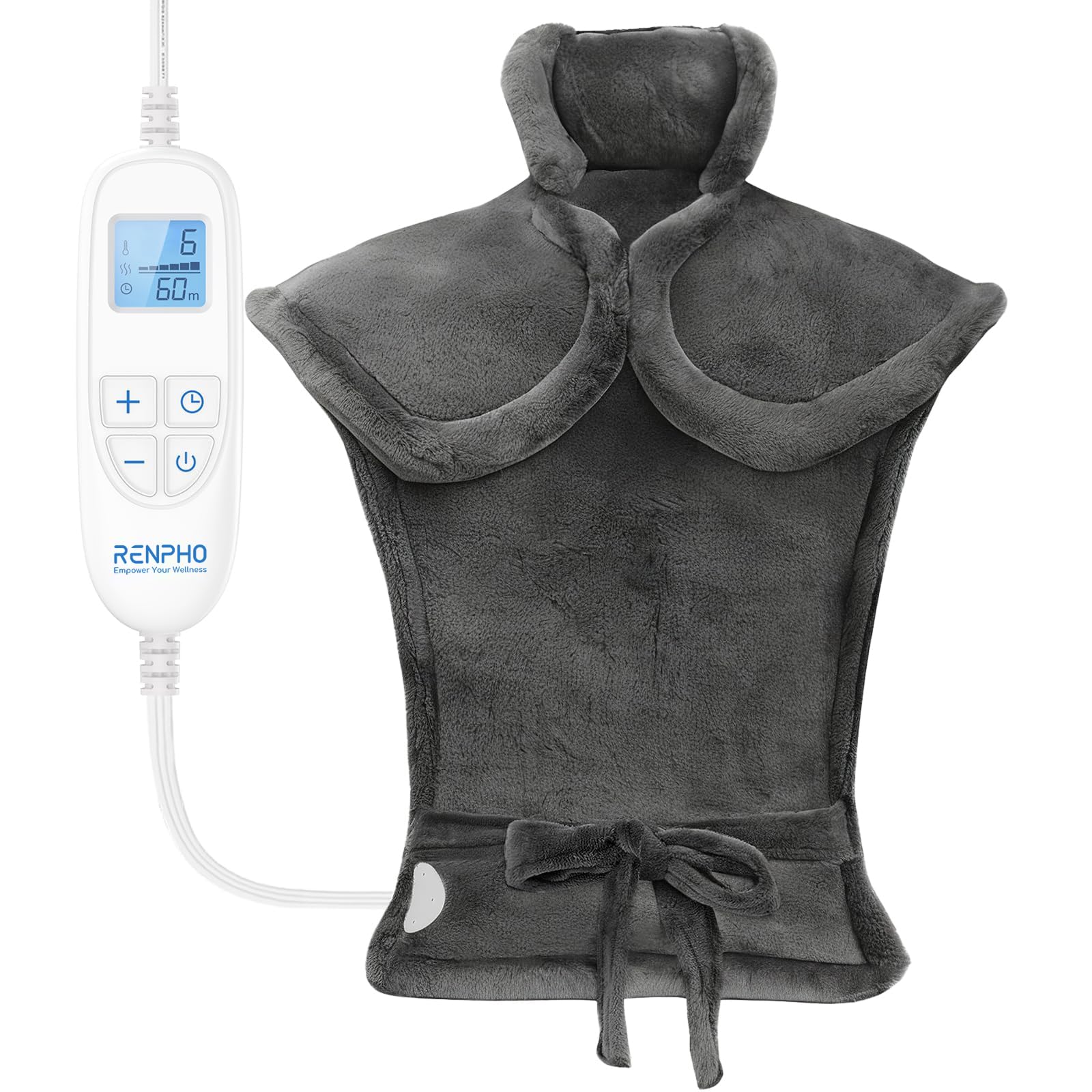 RENPHO Manta Electrica con Peso Para Cuello, Hombros y Espalda,Gris