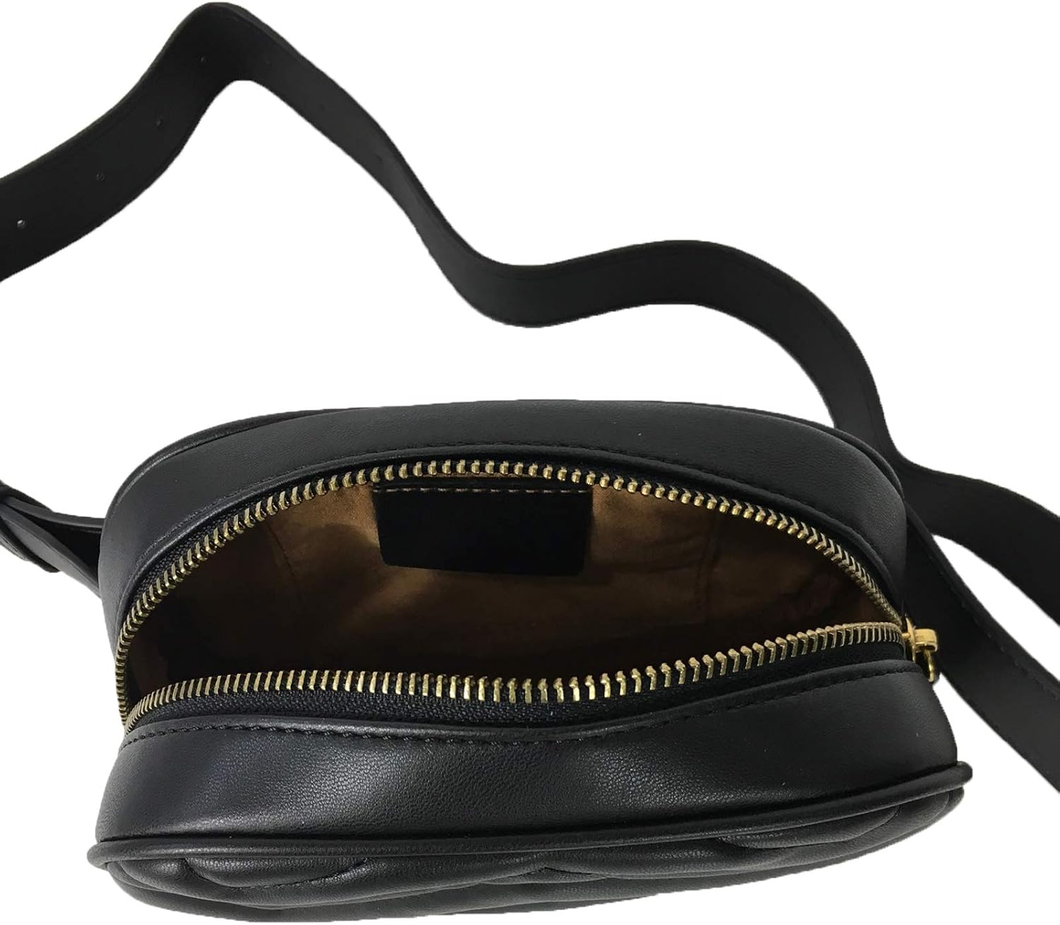 Black Chevron Quilted Vegan Leather Belt Bag, Adjustable Waist Pack with Interior Pocket, Faux Suede Lined Crossbody Handbag