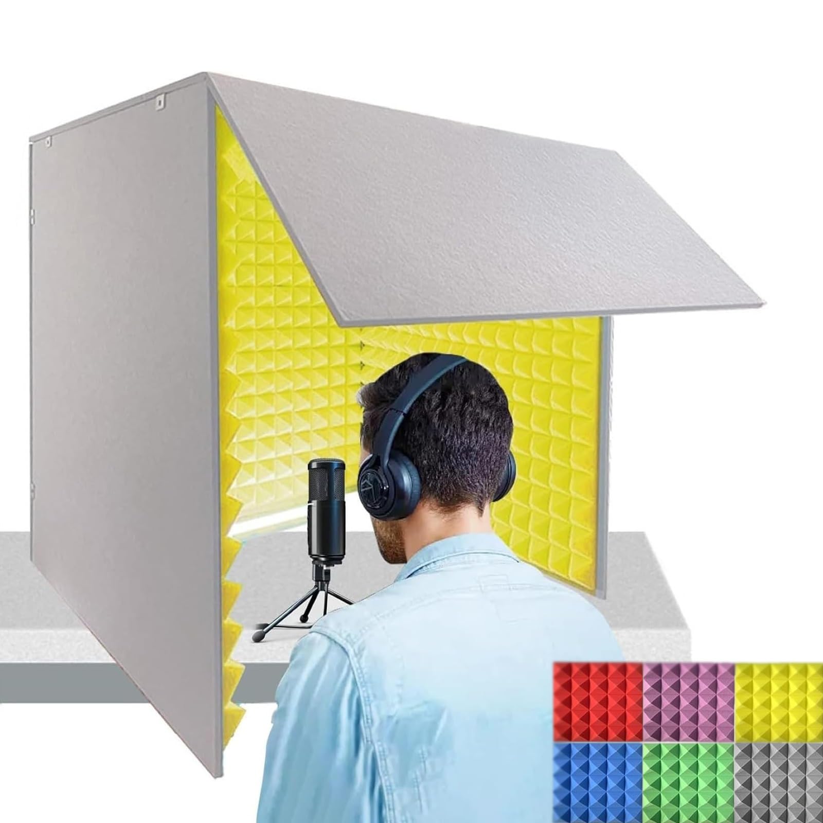Tragbarer, schalldichter Schallschutz für Mikrofon, Studio, Singen, faltbar und einfach zu montieren, reduziert Lärm und absorbiert Gesang, ideal für Gesangsfilterung und Isolierung