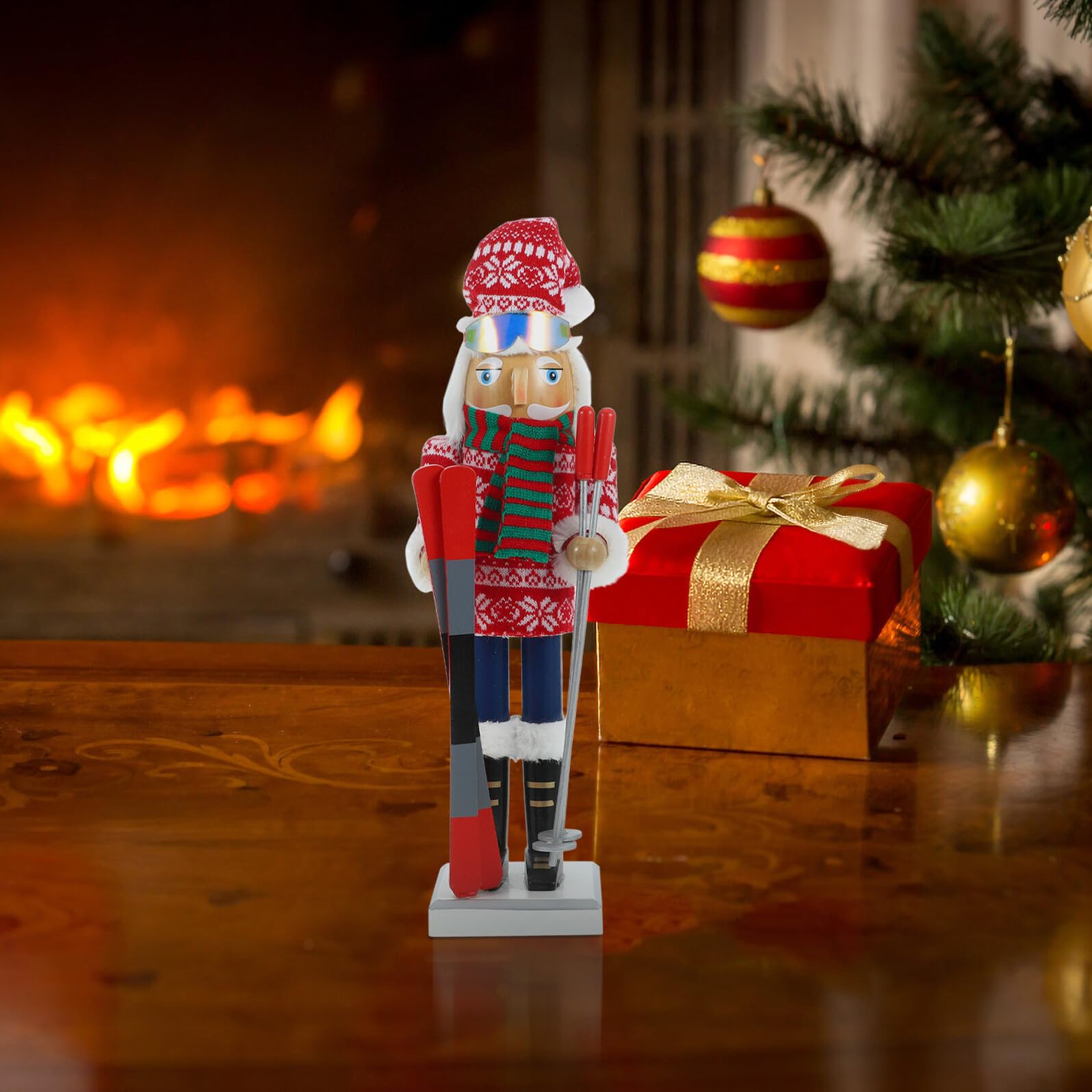 Holz Nussknacker Figur für Weihnachten Funktionierender Nussknacker als Dekoration Handgefertigt mit Liebe Klassisches Weihnachtselement für Zuhause