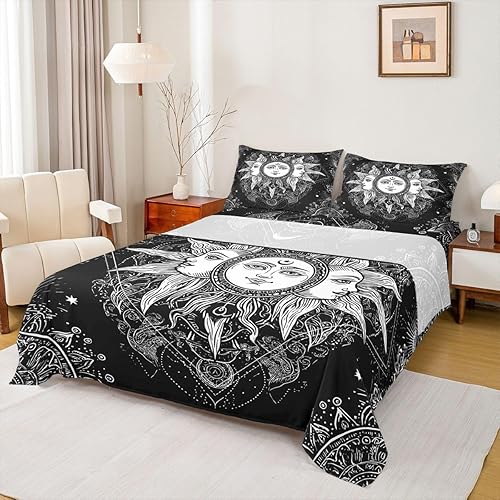 Miniatura 30 de Erosebridal Juego de sábanas de unicornio tamaño matrimonial, sábanas de cama Kawaii de dibujos animados de animales mágicos, sábana bajera Multi