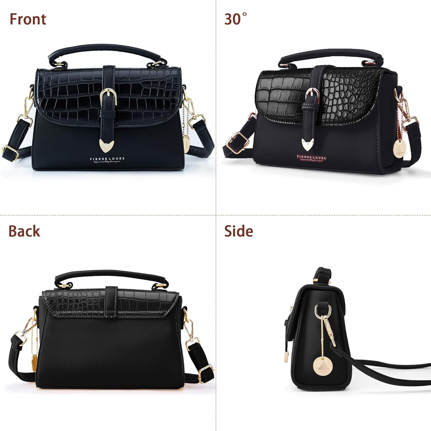 Retro Satchel Crossbody Handbags for Women, Trendy Crocodile Designer Leather Flap Top Handle Purses Shoulder Bag - Image 4