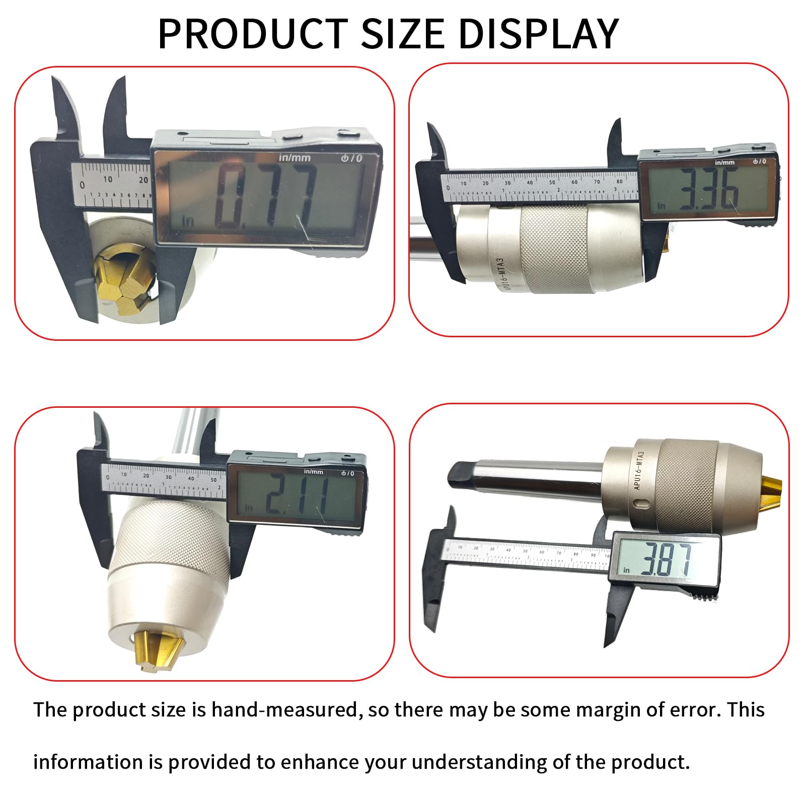 MT3 Portabrocas sin llave, 1/8 pulgadas - 5/8 pulgadas (3-16 mm), mandíbulas recubiertas de titanio, vástago integral, llave inglesa APU16, portabrocas autoajustable resistente