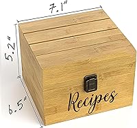 Vista 3 de Caja de almacenamiento para tarjetas de recetas de 4 x 6 pulgadas, soporte para teléfonotabletatarjetas en la parte superior del baúl de madera