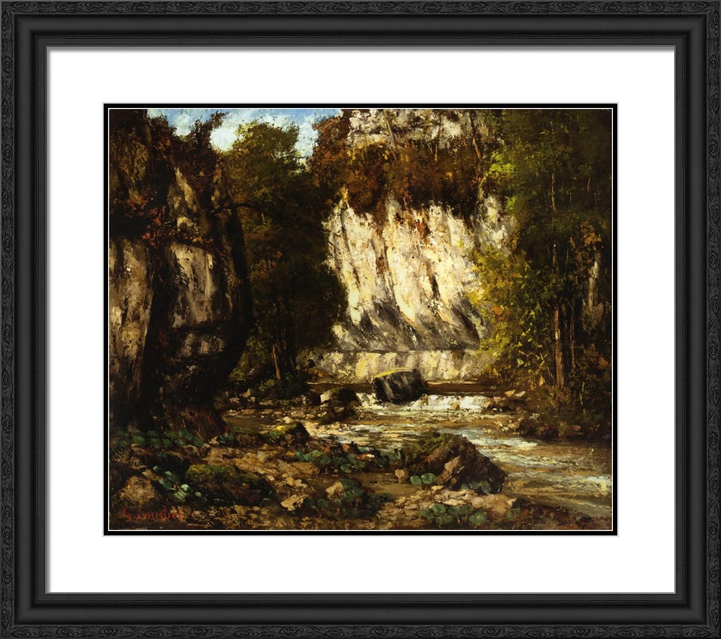 ArtDirect Courbet, Gustave 22x20 Gold Ornate Framed Art Print with Double Matting Titled: River l