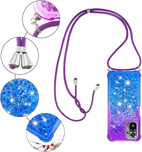 Miniatura 5 de XYX Funda para Xiaomi Redmi Note 10s, Gradient Quicksand Funda protectora a prueba de golpes para mujeres y niñas con correa ajustable para Redmi