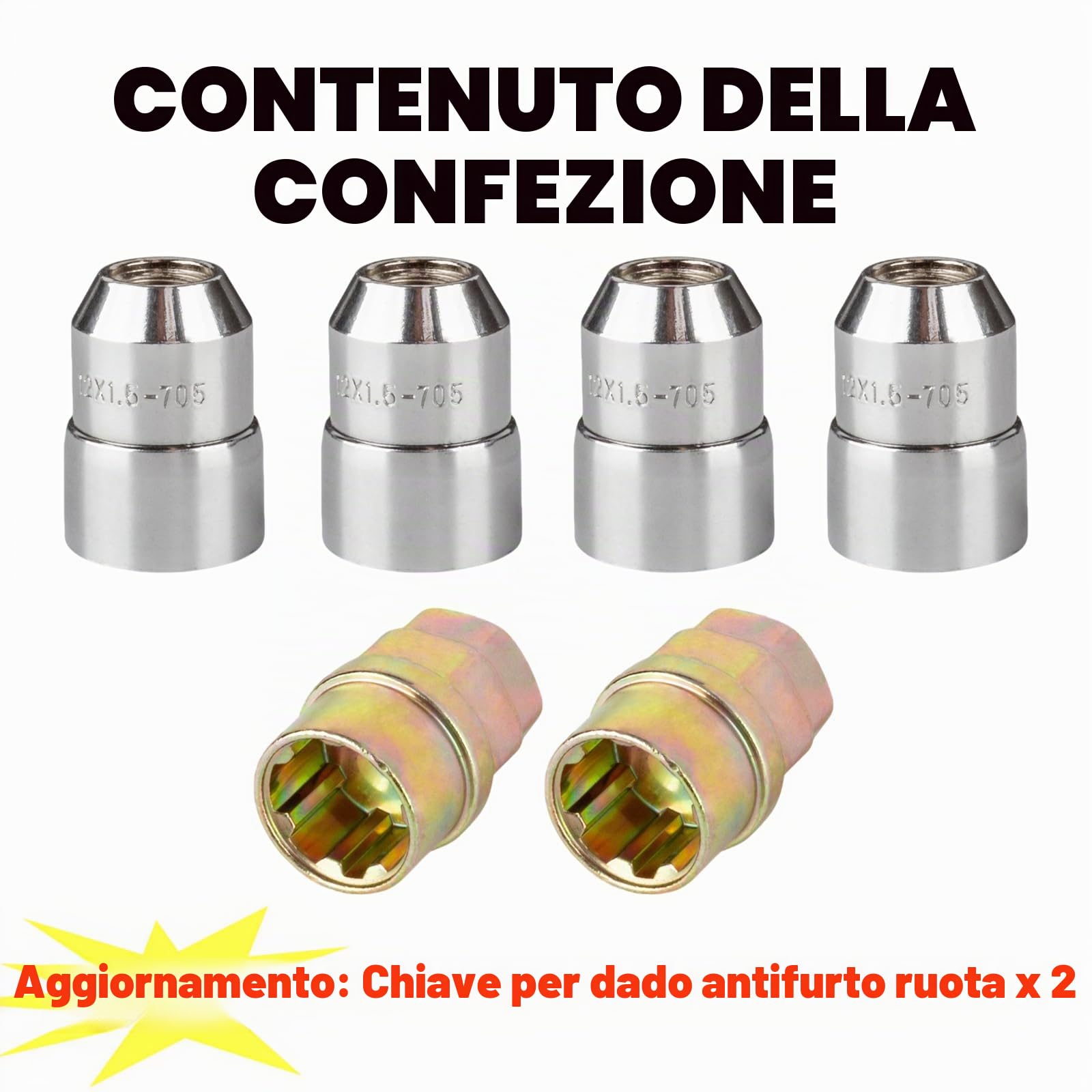 4 Pezzi M12X1,5 Dado Ruota Cap In Lega Di Acciaio Antifurto Serratura Universale Per Auto