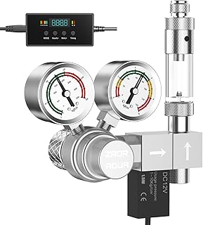 ZRDR CO2 Regulator Aquarium New Upgraded Automatic Timing 12V DC CO2 Motor Valve, Bubble Counter with Check Valve, Aquarium Co2 Kit Fits Standard US Tanks Side and Up Open Cylinder