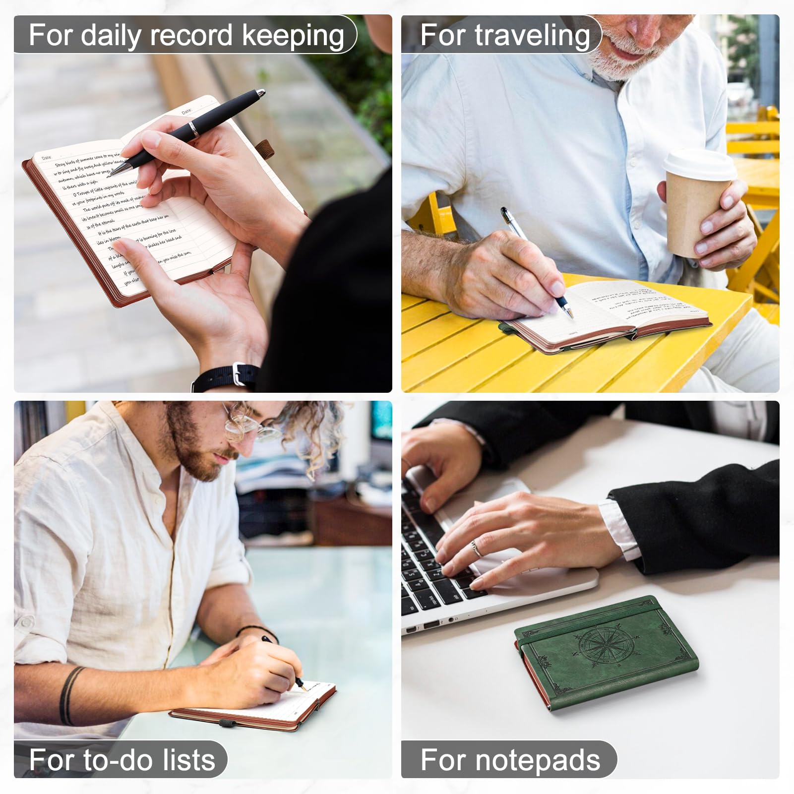 AHGXG B6 Notebook Journal Blank, softcover Note Book Leather Journals for Women, 256 Pages for Writing, 100gsm Lined Paper, for Men Work Office School,Black