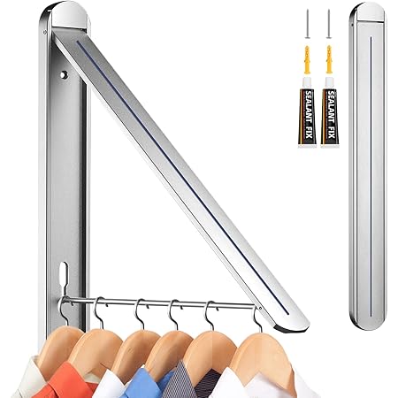 Amazon.com - MISSMIN 2 Pack Retractable Clothes Rack - Wall Mounted ...