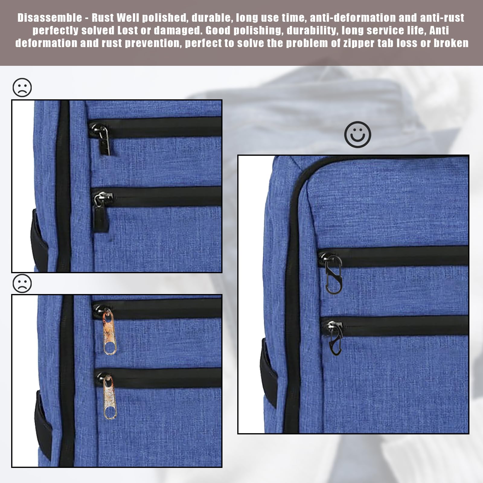 Cintre à Fermeture éclair Antivol Pour Sac à Dos, Mousqueton Double En Métal, Clips à