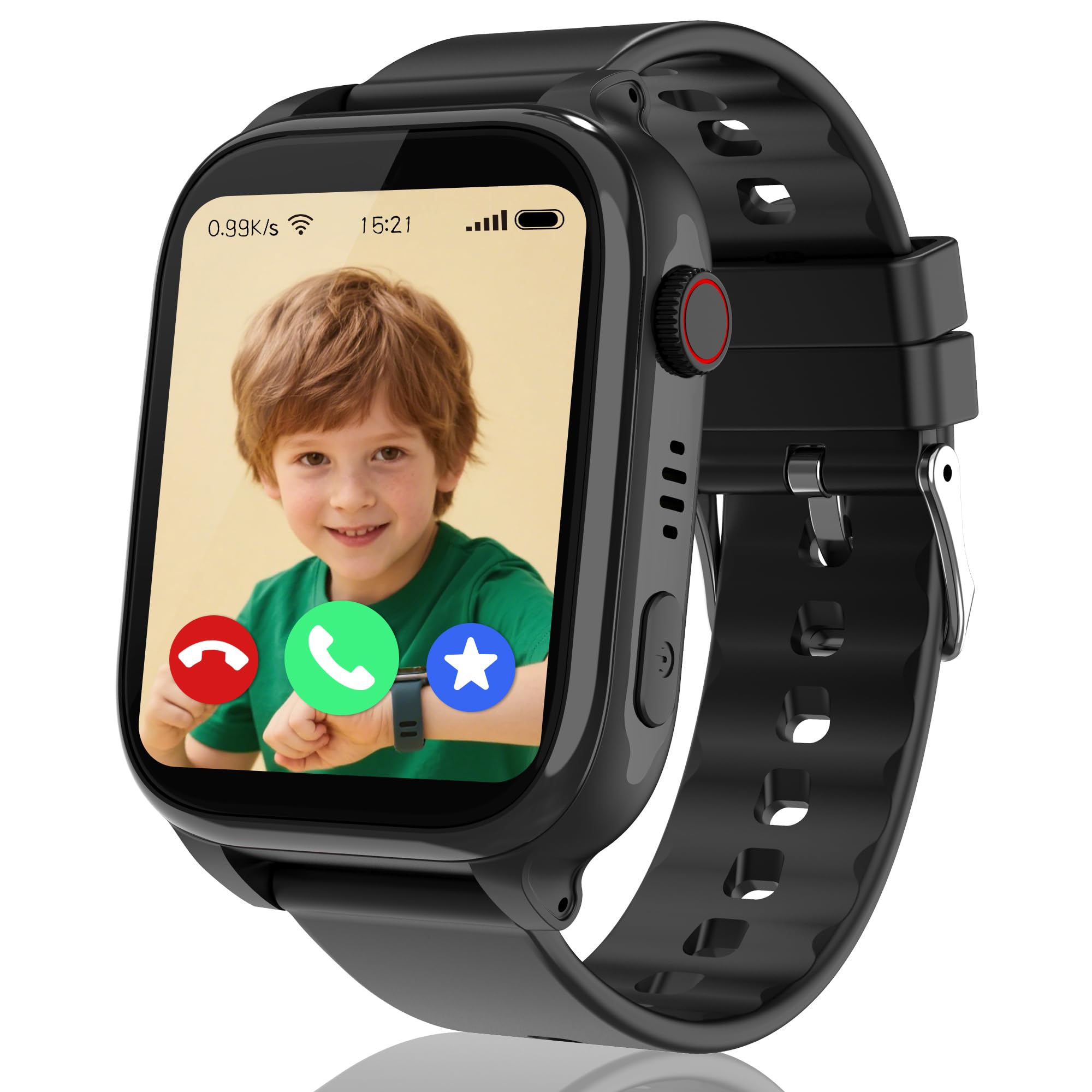 4G Reloj Inteligente Niño, Smartwatch Niños con GPS y Llamadas, Teléfono, HD Videollamadas, Chat de Voz, SOS, Modo Escuela, Cámara, Juegos, Despertador, IP68 Regalo Reloj Niñas Niños Negro