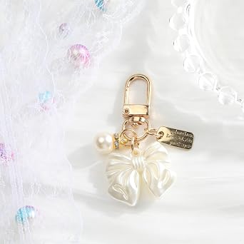 Pearl Keychain White Keychain Pearl Bag Charm for Women Friends Girlfriend Birthday Christmas Valentine Wedding