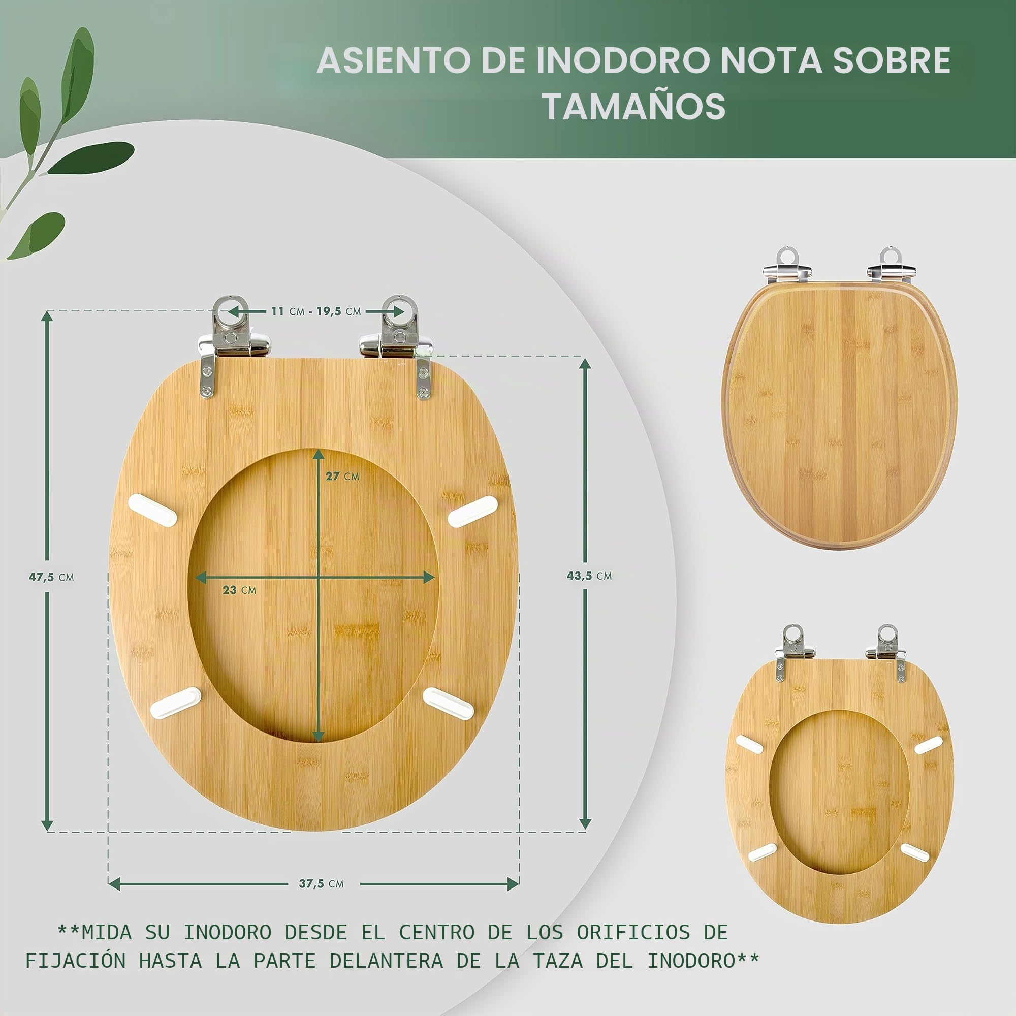 Benkstein® Tapa de inodoro con descenso suave de bambú, antibacteriano, liberación rápida para una fácil limpieza, fácil montaje, resistente y sostenible, tapa de inodoro de madera, extraíble
