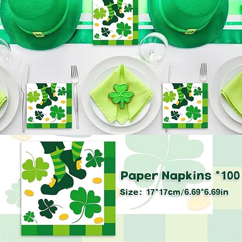 Miniatura 3 de 100 servilletas de papel para fiesta de San Patricio, servilletas de papel para el día de San Patricio, servilletas de papel desechables de trébol