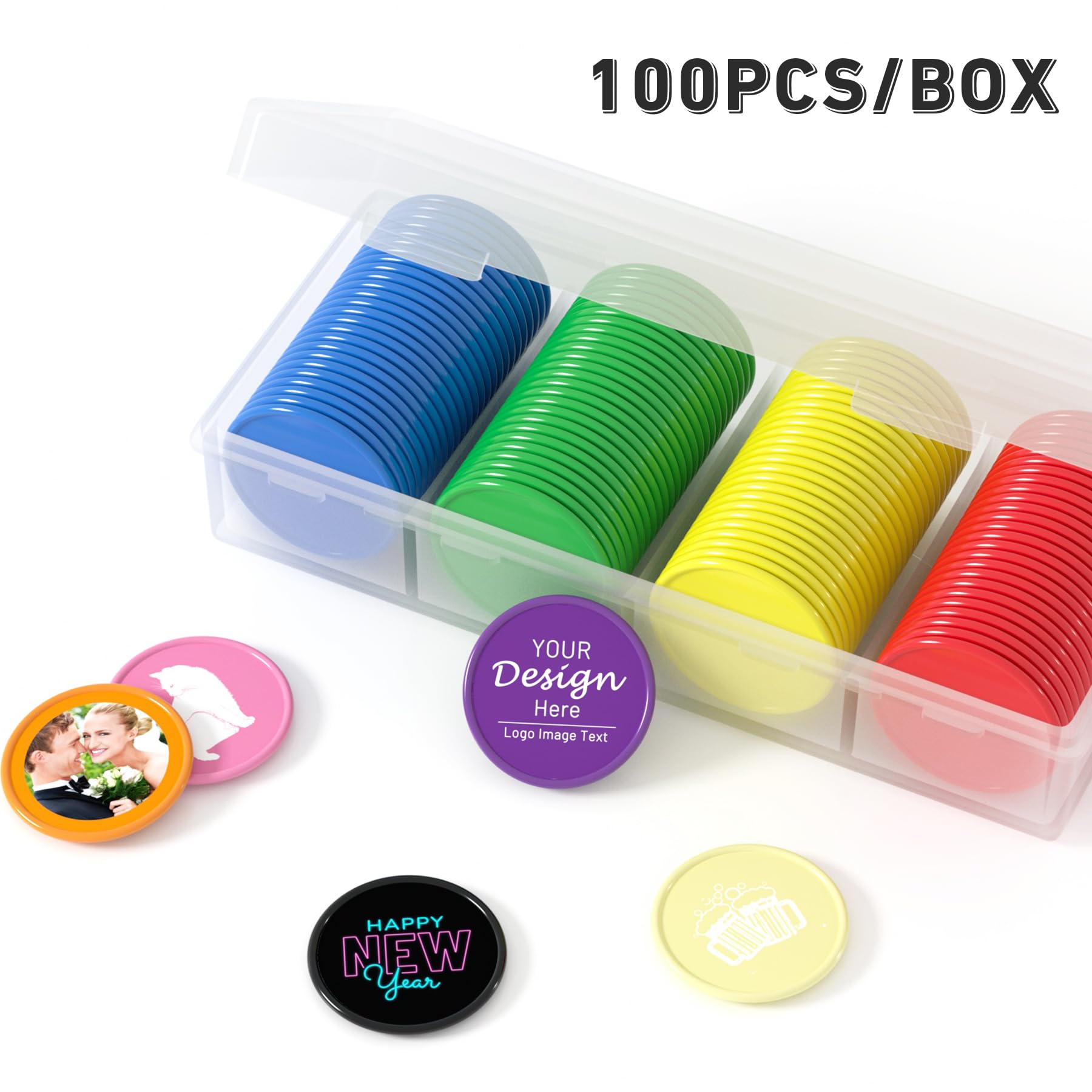 200 individuelle Poker-Chips, doppelseitiger Vollfarbdruck, bedrucken Sie Ihr eigenes persönliches Logo, Text und Bild, Set für Bar-Spielsteine, Party, Gedenktag, Golf und Hochzeitsgeschenke
