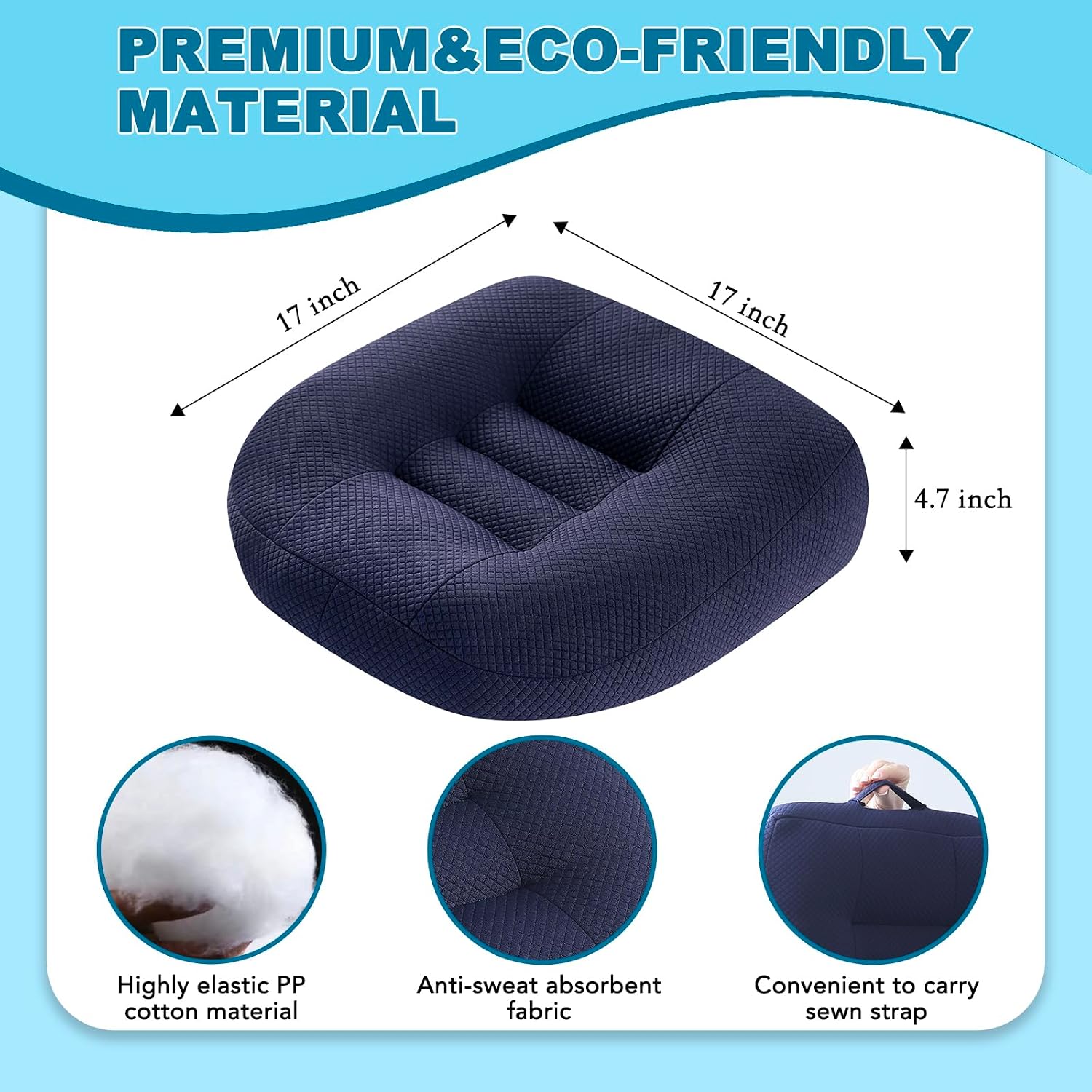 Office Chair Cushions for Back and Butt, Ergonomic Chair/Seat Cushion for Long Sitting, Sitting Pillow for Automobile, Wheelchair, Computer, Office Chair Hip Support (Blue)