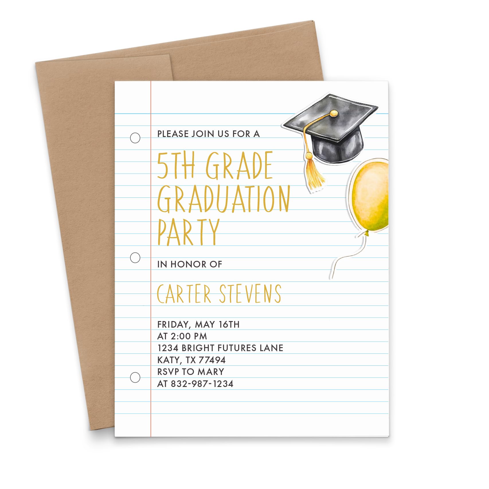 Amazon.com: Modern Pink Paper 5th Grade Graduation Party Invitations 2026  Personalized, Middle School Graduation Party Invites With Envelopes, 8th Grade  Grad Party Invitation, Quantity, & Envelope Color : Home & Kitchen