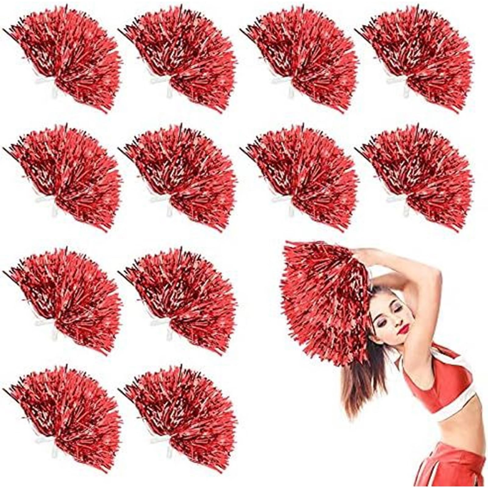 Glänzende Cheerleader-Pompons für Team-Wettbewerbe, festliche Feiern, buntes Cheerleader-Tanz-Pom-Set, 24 Stück