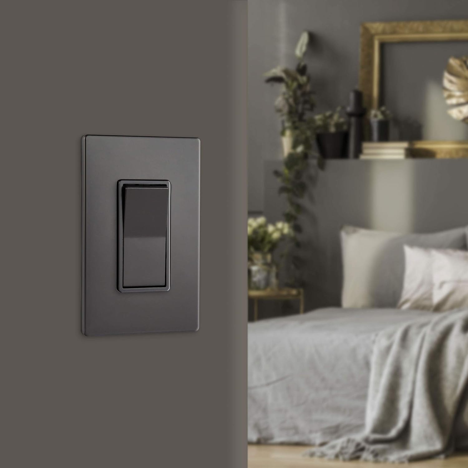 Dark Bronze 1-Gang Screwless Decorator Wall Plate