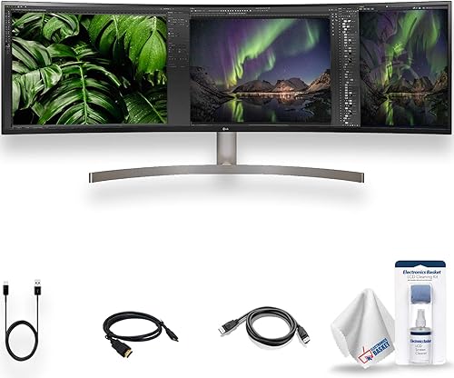 LG Monitor IPS 49WL95C-W 49 329 curvado Ultraancho 5K HDR con HDMI puerto de pantalla y cables USB-C juego de limpieza LCD y paño de microfibra para