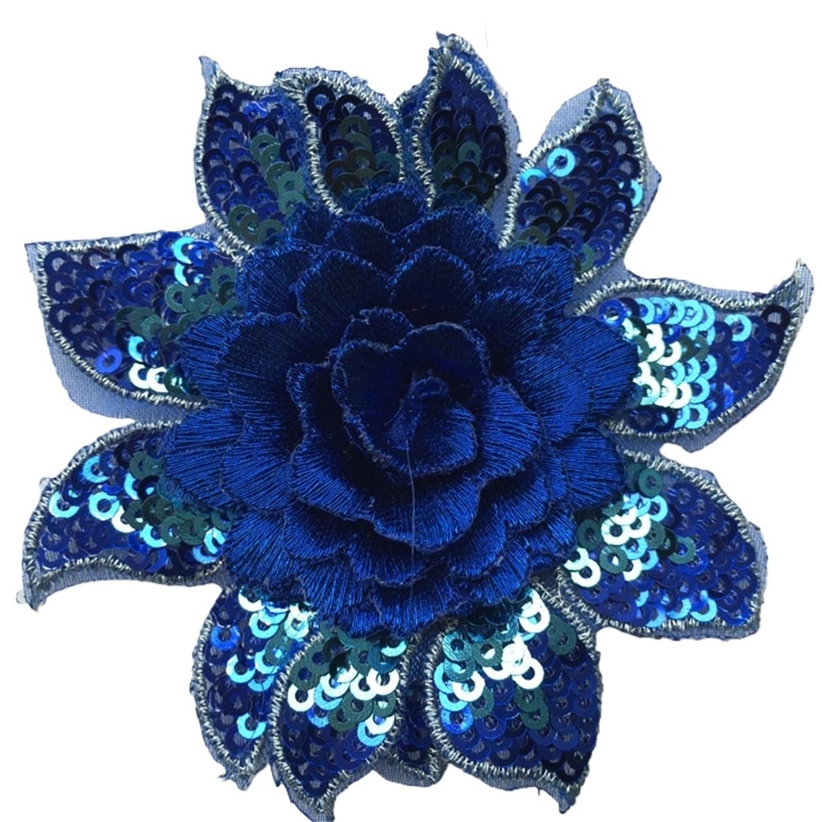 Wtaxbh Type1 Iron On Patches 10Pcs Lace Applique Sequins Embroidery 3D Flowers Sew-On Patches Diy Wedding Dress Clothes Decor Sewing Supplies 8Cm(Type1)