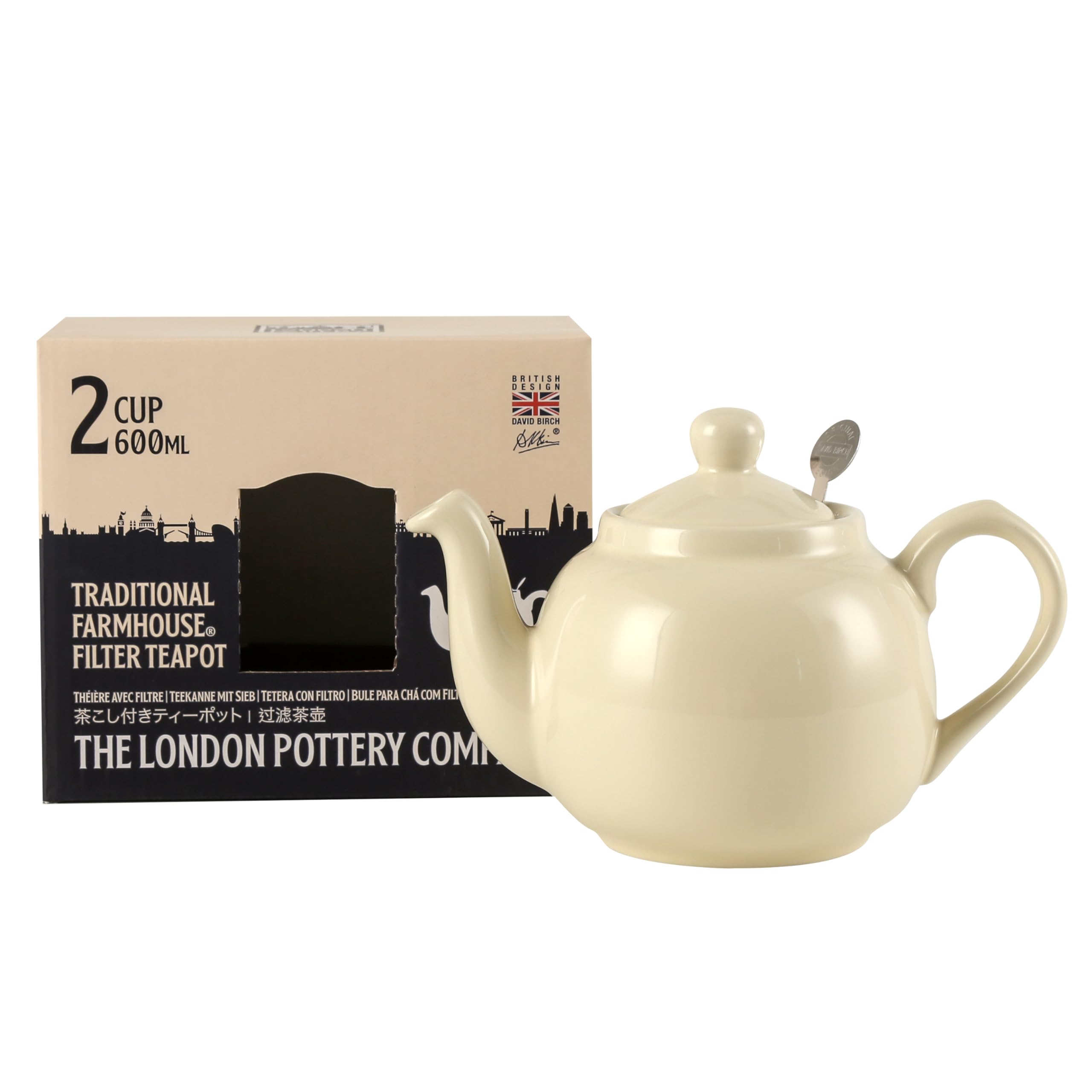 London Pottery Farmhouse Teapot with Infuser, Ceramic, Ivory, 2 Cup (600 ml) [Parallel Imported Product]
