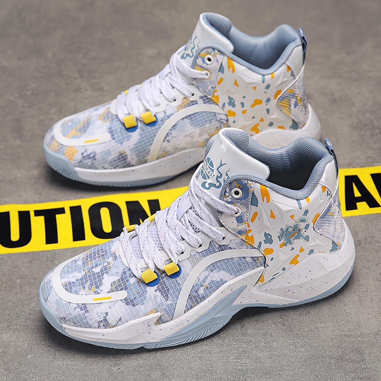 Bolognifi Chaussures de Basket-Ball Montantes Unisexes, Semelle extérieure en Caoutchouc antidérapante, idéales for l'entraînement et Les Jeux en extérieur(Blue,36 EU