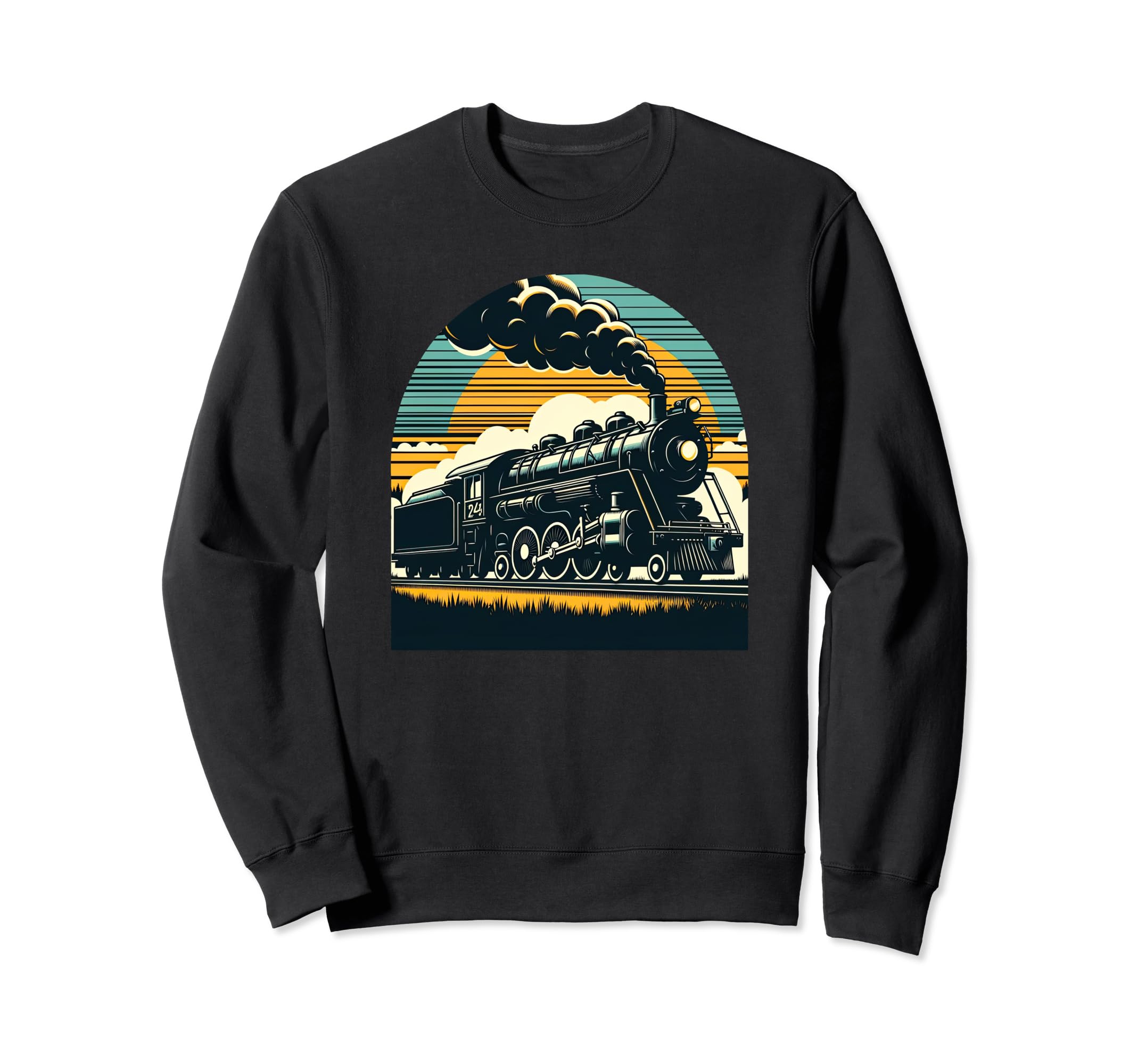 Vintage Steam Engine Train Locomotive Cool Sunset Railroad Sweatshirt