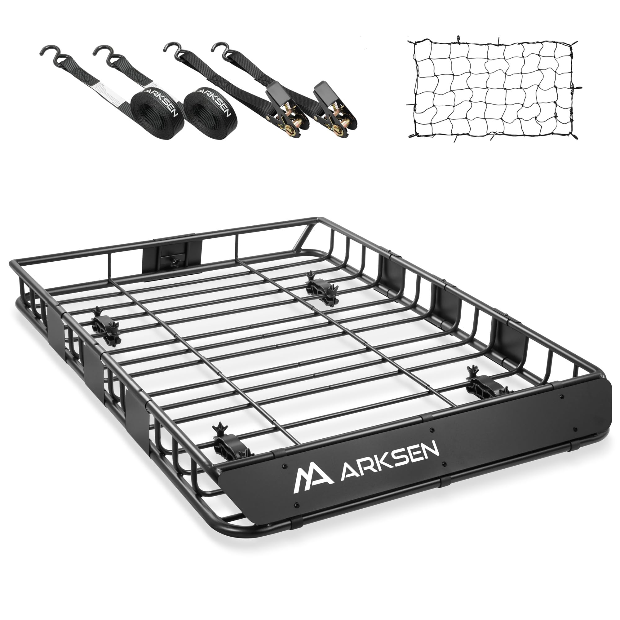 ARKSEN 54 x 39 x 5 Inch Roof Rack Cargo Carrier, Rooftop Cargo Basket with Extension, 150 lbs Capacity Heavy Duty Car Top Luggage Rack for SUV, Pickup