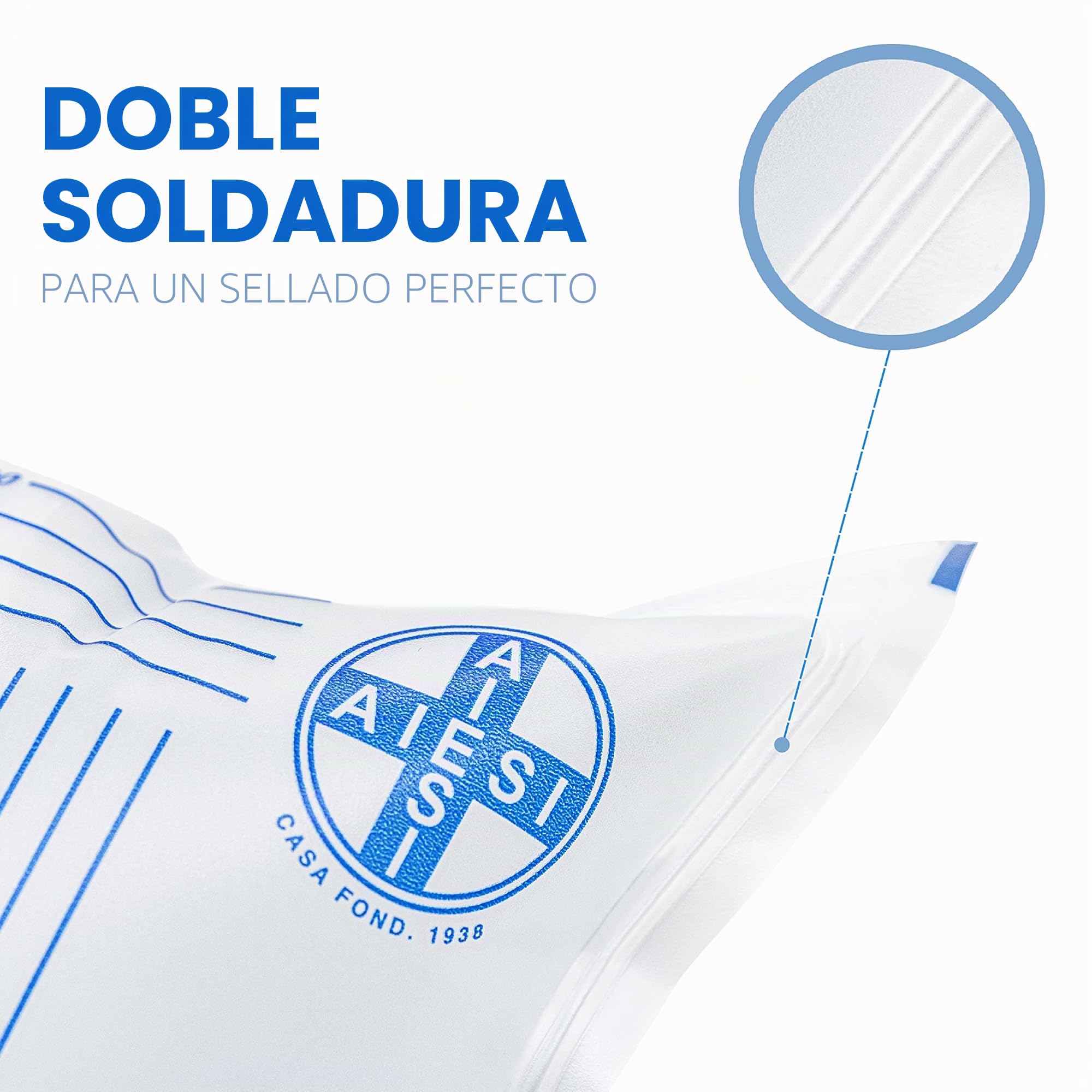 AIESI® Bolsas de orina de 2 litros tubo 120 cm con grifo de descarga cruzado (T) y válvula antirreflujo HOSPIDRAIN (Paquete de 25 piezas)