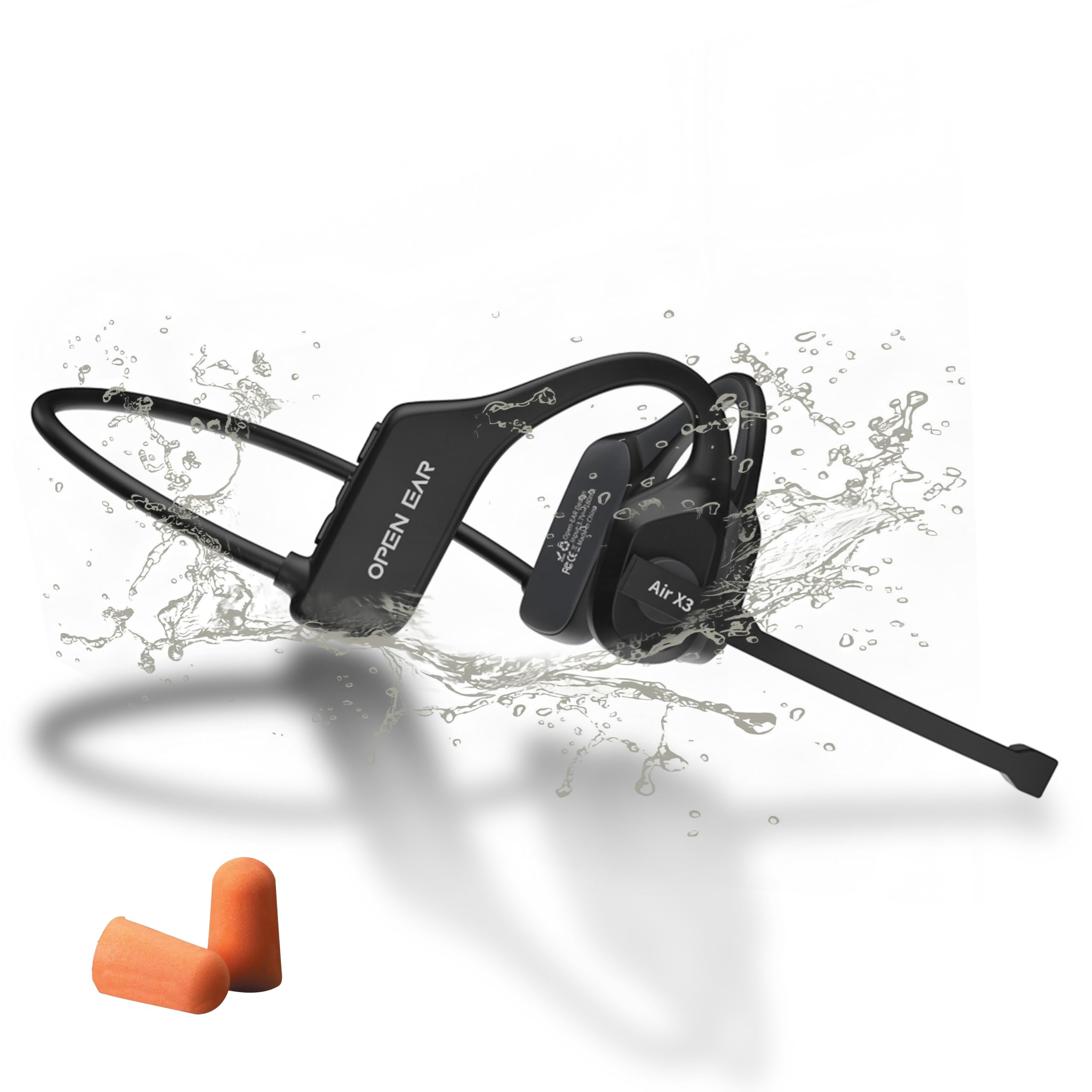 Bone Conduction Wireless Headphones with Noise Canceling Mic and Mute Botton for Work, Call, Meeting, IPX5 Waterproof Open Ear Headphones, Up to 6 Hours Battery, Wireless Bluetooth Computer Headsets