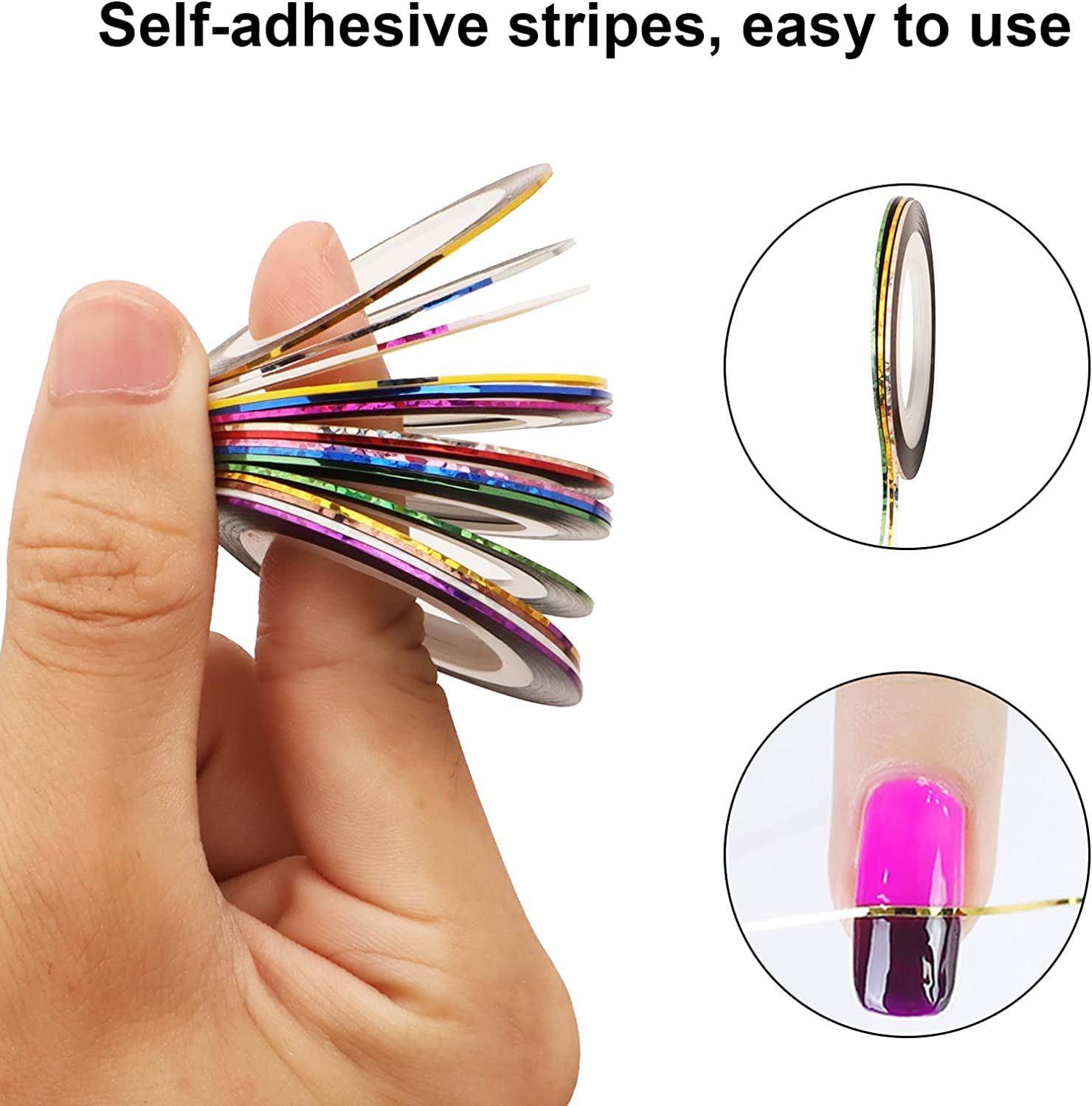 Royalkart New Fantastic 24 Pcs Roll Mix Color Metallic Nails Art Tape Lace Line Strips Decoration Stickers UV Gel Polish for Nail Art Decals 2
