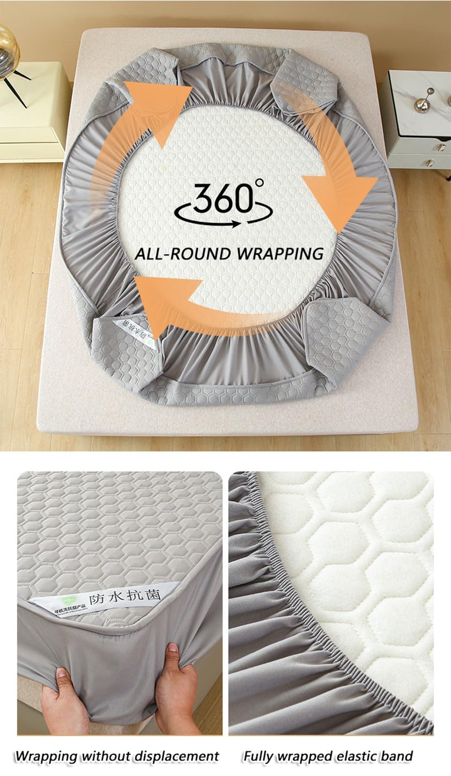Matratzenschoner,Gestepptes Wasserdichtes Spannbettlaken,Weicher Bequemer Matratzenschoner,Matratzenauflage Für Vier Jahreszeiten,Feuchtigkeitsableitend Und Atmungsaktiv(Light Gray,150x200cm)