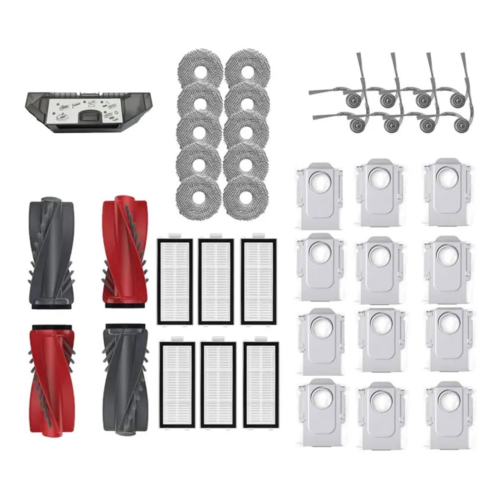 PORRSYDCD Main Roller Side Brush Hepa Filter Mop Cloth Dust Bag Accessories，Compatible With Roborock Qrevo Curv / P20 Pro Robot Vacuum Cleaner Parts(41pcs)