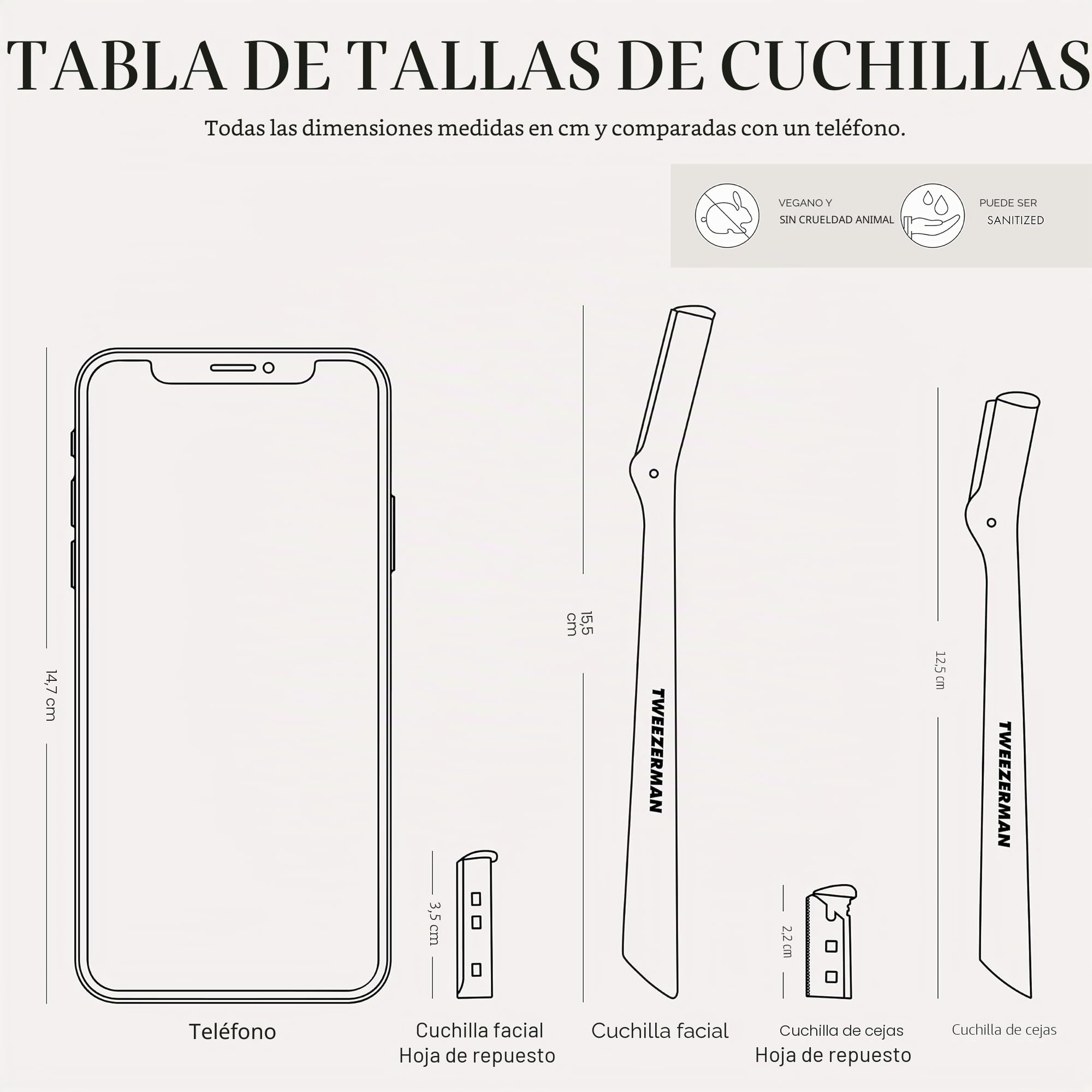 TWEEZERMAN Set de afeitadora de cejas con mini pinza inclinada (Mini Slant Tweezer & Brow Razor Set), plateado