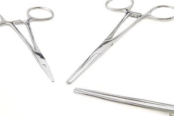 SE Ultimate 6-Piece Hemostat Set - Stainless Steel, Straight and Curved Forceps for Crafts, Fishing Lines, Sewing, Doll Making, Hobbies - HEMO-SET-6