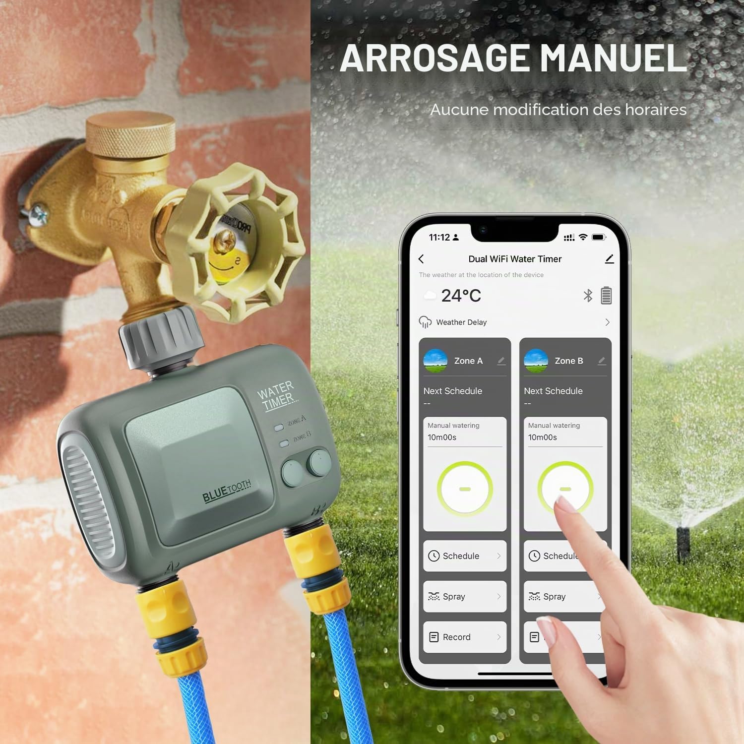 Programmateur Arrosage WiFi 2 Voies, Johgee arrosage Automatique pour Jardin, Arrosage Intelligent avec Contrôle APP et La Météo Connecté, minuterie d'irrigation programmable et Arrosage à Distance