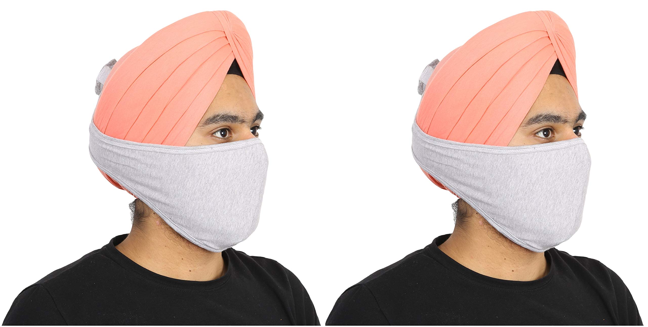 bismaadh Reusable Cotton Hosiery Pagri Mask For Men Light Grey Pack of 2-picture-46