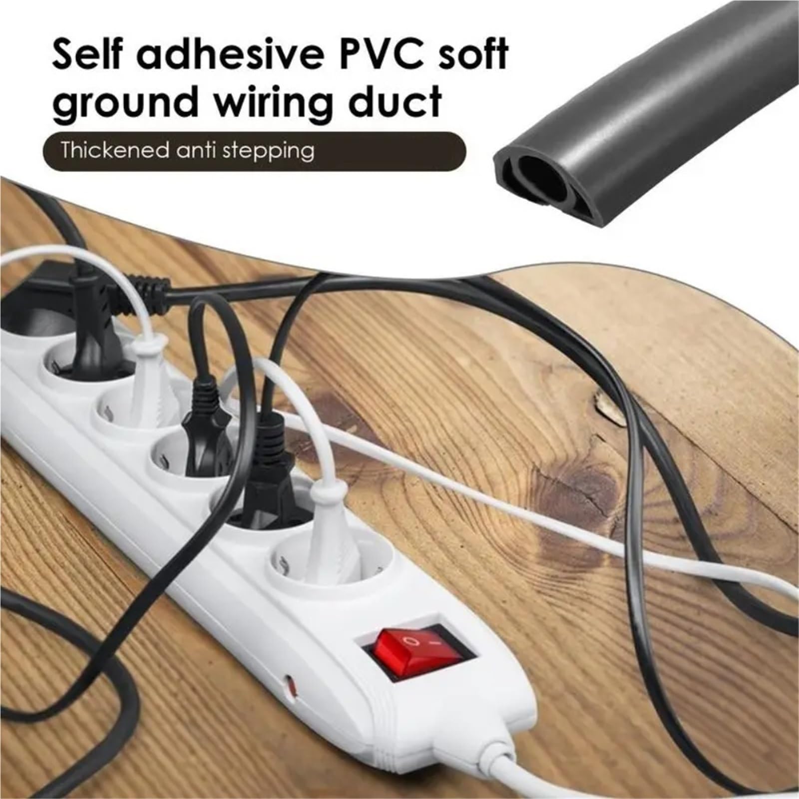 caNaleta Cables Pared Adhesivo 1 Unidad de Cubierta for Cables Suelo m/3 m, Fundas PVC Flexibles for conductos eléctricos, Protectores Adhesivos for Suelos(White,3.0M)