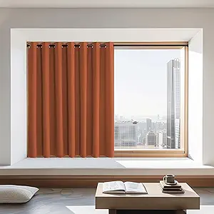 NICETOWN Burnt Orange Blackout Curtains 72 inches Long, Grommet Privacy Window Treatment Thermal Insulated Room Darkening Sliding Glass Door Drape for Bedroom Living Room, 1 Panel, W100 x L72